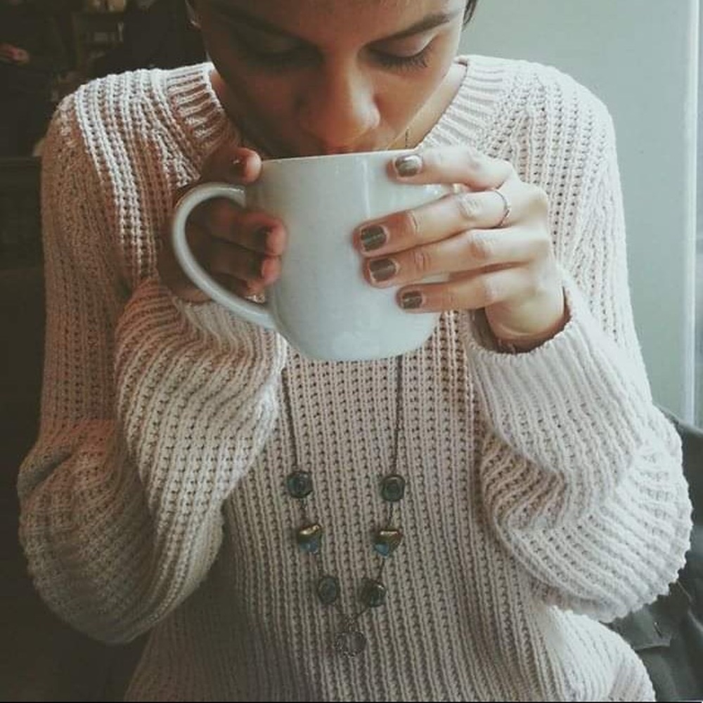 H&M Cream Waffle Knit Casual Everyday Sweater